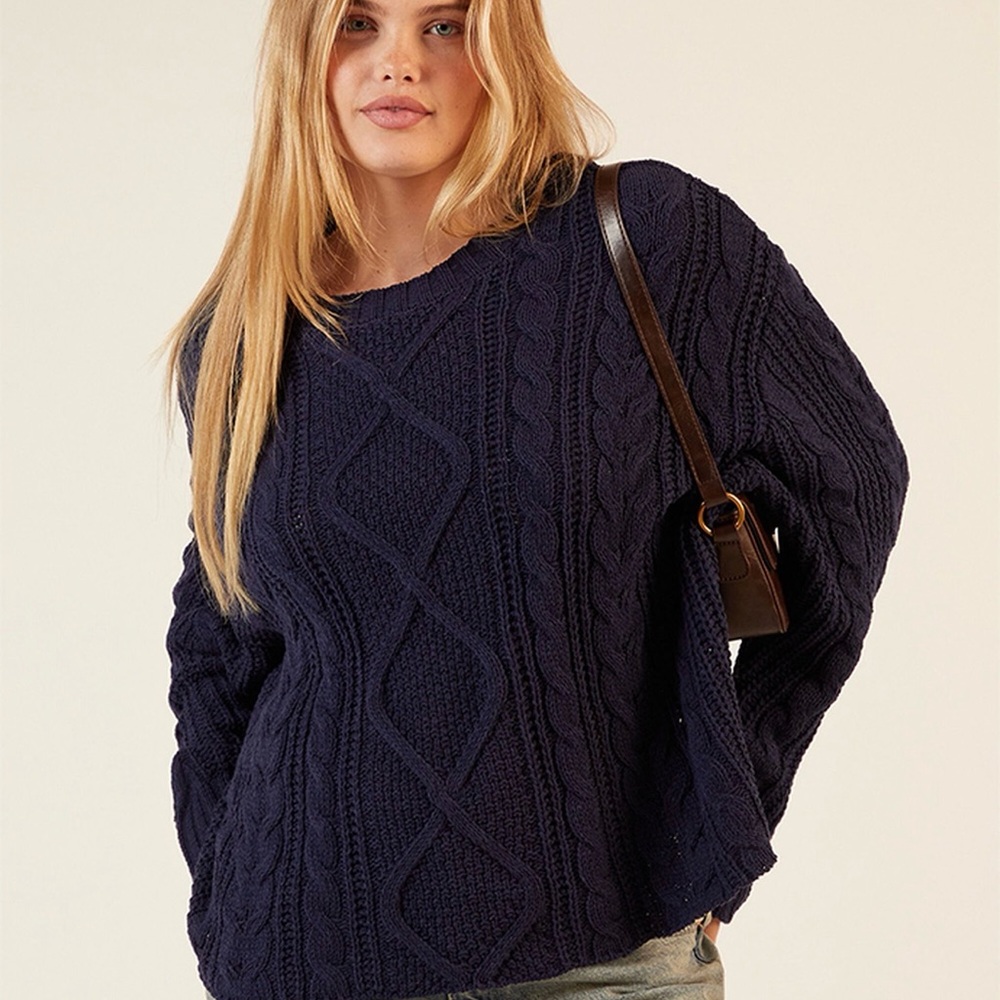 La Hearts Midnight Blue Cable Knit Sweater